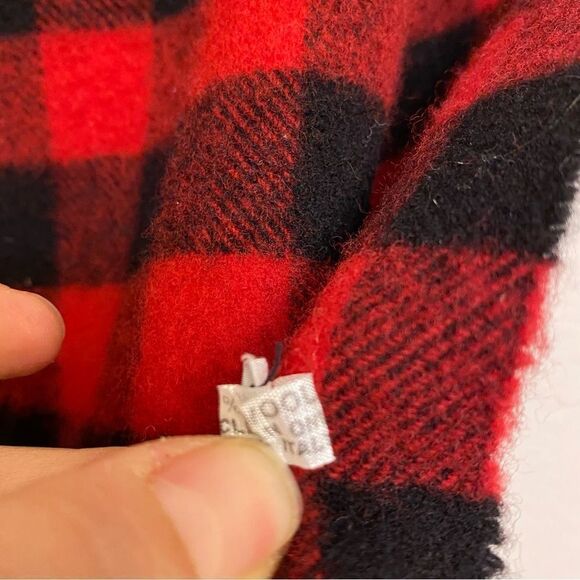 Fredrick and Nelson red buffalo plaid 100% wool made in Italy unisex scarf 11x54 - Picture 4 of 10